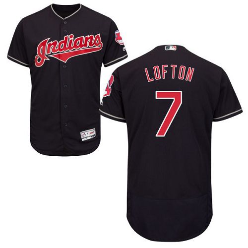 ndians #7 Kenny Lofton Navy Blue Flexbase Authentic Collection Stitched MLB Jersey