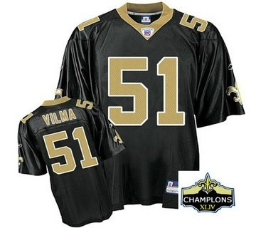 new orleans saints 51# vilma black jerseys champions patch