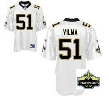 new orleans saints 51# vilma white jerseys champions patch