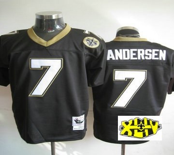 new orleans saints 7 andersen black jerseys golden 2010 super bowl patch