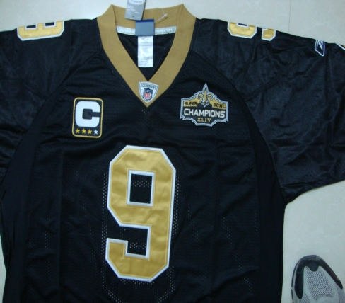 new orleans saints 9 drew brees black (champions xliv patch)jerseys