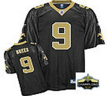new orleans saints 9 drew brees black jerseys champions patch