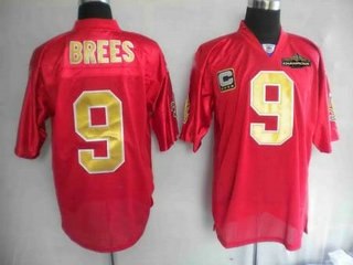 new orleans saints 9 drew brees red with champions patch
