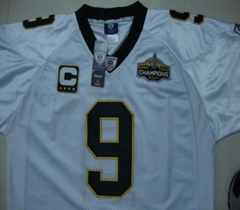 new orleans saints 9 drew brees white (champions xliv patch)jerseys