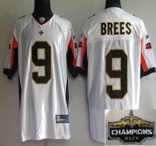 new orleans saints 9 drew brees white super bowl xliv championship