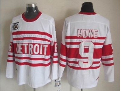 NHL Detroit Red Wings #9 Howe Authentic 75TH CCM Jerseys White