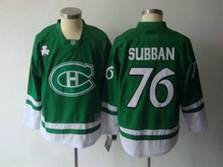 nhl jerseys 2011 st pattys day montreal canadiens 76 subban green jerseys