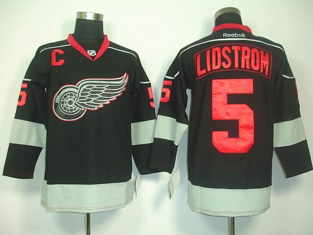 nhl jerseys detroit red wings 5# lidstrom black