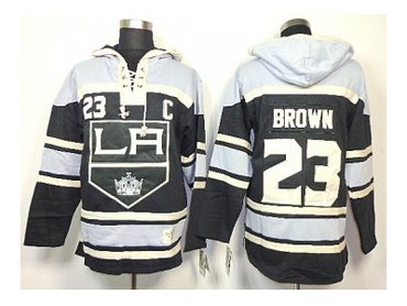 nhl jerseys los angeles kings #23 brown black-white(pullover hooded sweatshirt)(patch C)