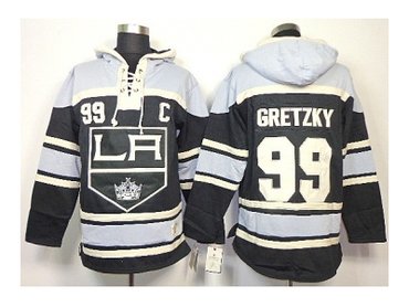 nhl jerseys los angeles kings #99 gretzky black-white(pullover hooded sweatshirt)(patch C)