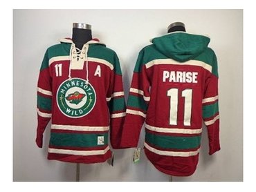 nhl jerseys minnesota wild #11 parise red-green(pullover hooded sweatshirt)(patch A)(parise)