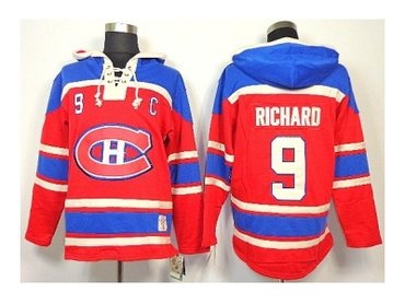 nhl jerseys montreal canadiens #9 richard red(pullover hooded sweatshirt)