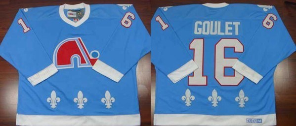 nhl quebec nordiques #16 goulet sky blue jersey nhl quebec nordiques #16 goulet sky blue jersey