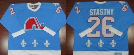 nhl quebec nordiques #26 stastny sky blue jersey nhl quebec nordiques #26 stastny sky blue jersey