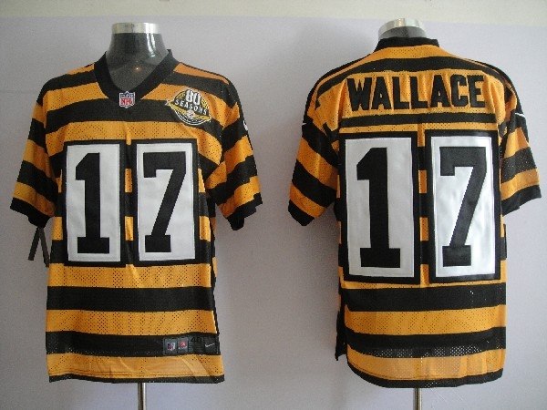 nfl pittsburgh steelers 17 mike wallace yellow black 80th throwback jerseys