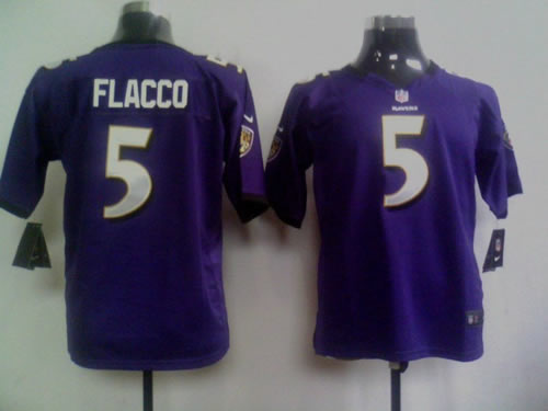 NEW nfl youth baltimore ravens 5 joe flacco purple jerseys