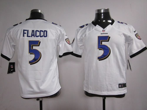 NEW nfl youth baltimore ravens 5 joe flacco white jerseys