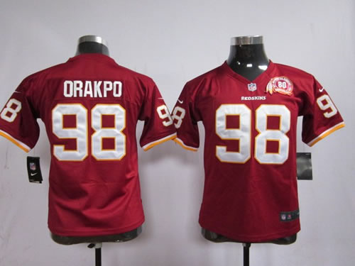 NEW nfl youth washington redskins 98 brian orakpo with 80th red jerseys
