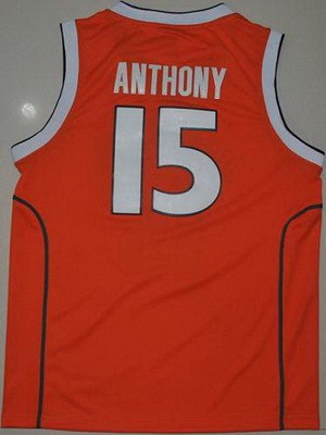 orange #15 carmelo anthnoy orange basketball embroidered ncaa jersey