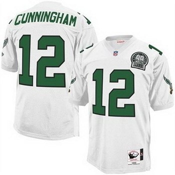 philadelphia eagles 12 randall cunningham white 1992 throwback jersey