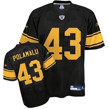pittsburgh steelers #43 troy polamalu black jersey with yellow number