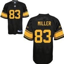 pittsburgh steelers #83 heath miller black jersey with yellow number