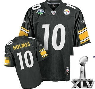 pittsburgh steelers 10 santonio holmes {2011 super bowl xlv }black jerseys