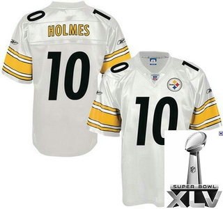 pittsburgh steelers 10 santonio holmes white jerseys {2011 super bowl xlv }