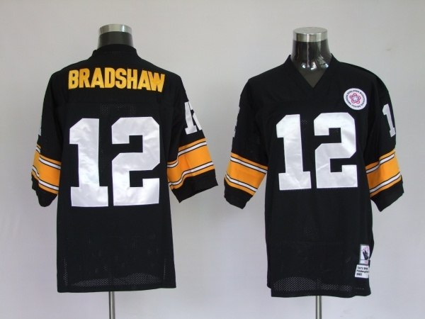 pittsburgh steelers 12 bradshaw black (white number)