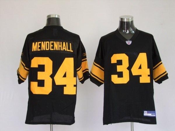 pittsburgh steelers 34 rashard mendenhall black(yellow number)