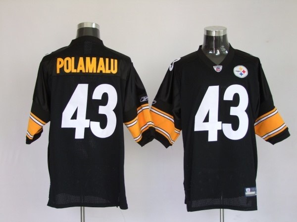 pittsburgh steelers 43 troy polamalu black(white number)
