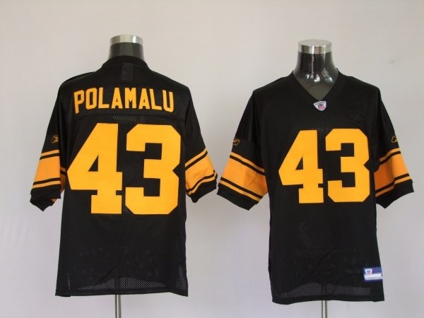 pittsburgh steelers 43 troy polamalu black(yellow number)