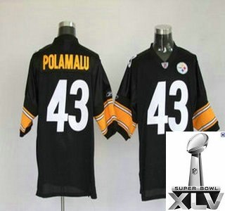 pittsburgh steelers 43 troy polamalu black jerseys {2011 super bowl xlv }