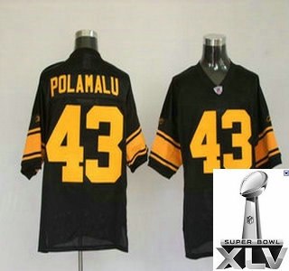 pittsburgh steelers 43 troy polamalu black yellow number {2011 super bowl xlv }