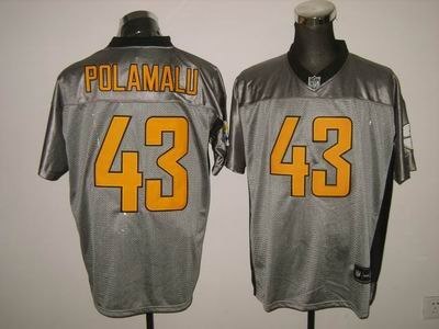 pittsburgh steelers 43 troy polamalu gray shadow jerseys