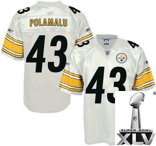 pittsburgh steelers 43 troy polamalu white jerseys {2011 super bowl xlv }
