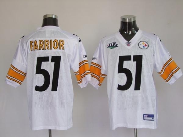 pittsburgh steelers 51 james farrior super bowl white jerseys