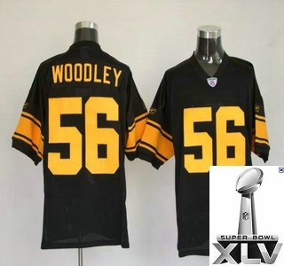 pittsburgh steelers 56 lamarr woodley black jerseys yellow number {2011 super bowl xlv }