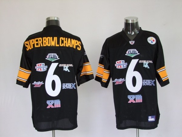 pittsburgh steelers 6 superbowl champs black(white number)