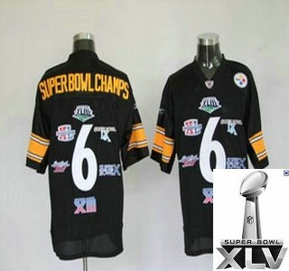 pittsburgh steelers 6 time super bowl champs black jerseys {2011 super bowl xlv }