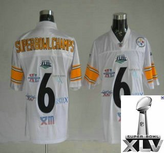 pittsburgh steelers 6 time super bowl champs white jerseys {2011 super bowl xlv }