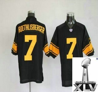 pittsburgh steelers 7 b.roethlisberger black yellow number {2011 super bowl xlv }