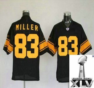 pittsburgh steelers 83 miller black jerseys(yellow number) {2011 super bowl xlv }