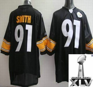 pittsburgh steelers 91 smith black jerseys {2011 super bowl xlv }