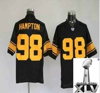 pittsburgh steelers 98 casey hampton black yellow number {2011 super bowl xlv }