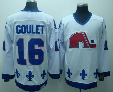 quebec nordiques #16 goulet white ccm throwback jersey quebec nordiques #16 goulet white ccm throwback jersey