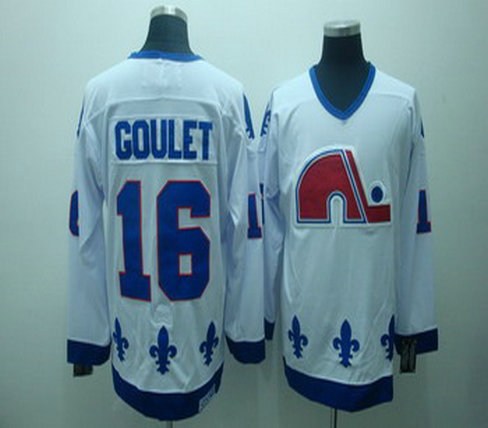 quebec nordiques 16 goulet white jerseys ccm quebec nordiques 16 goulet white jerseys ccm