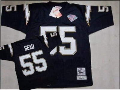san diego chargers 55# junior seau dark blue throwback 75th jersey