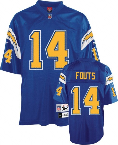 san diego chrgers #14 dan fouts throwback blue jersey