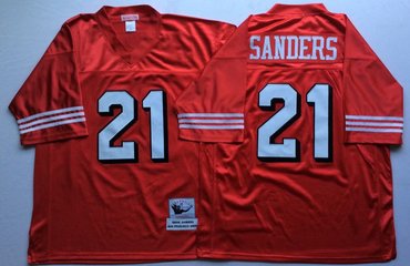 san francisco 49ers #21 deion sanders red 75th throwback jersey